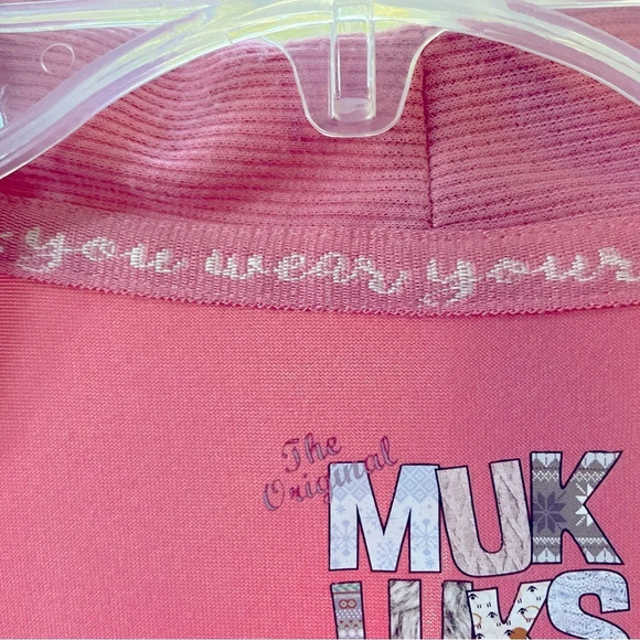 MUK LUKS the original open front cardigan size L. L/S in dusty rose color. EC - Picture 4 of 11